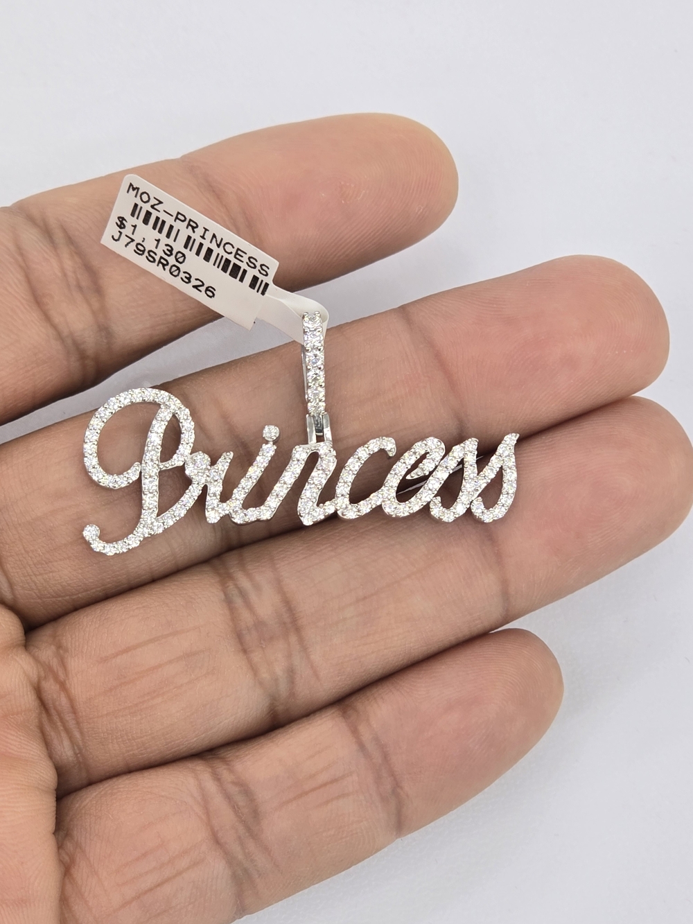 925 Sterling Silver Moissanite Diamond Princess Pendant